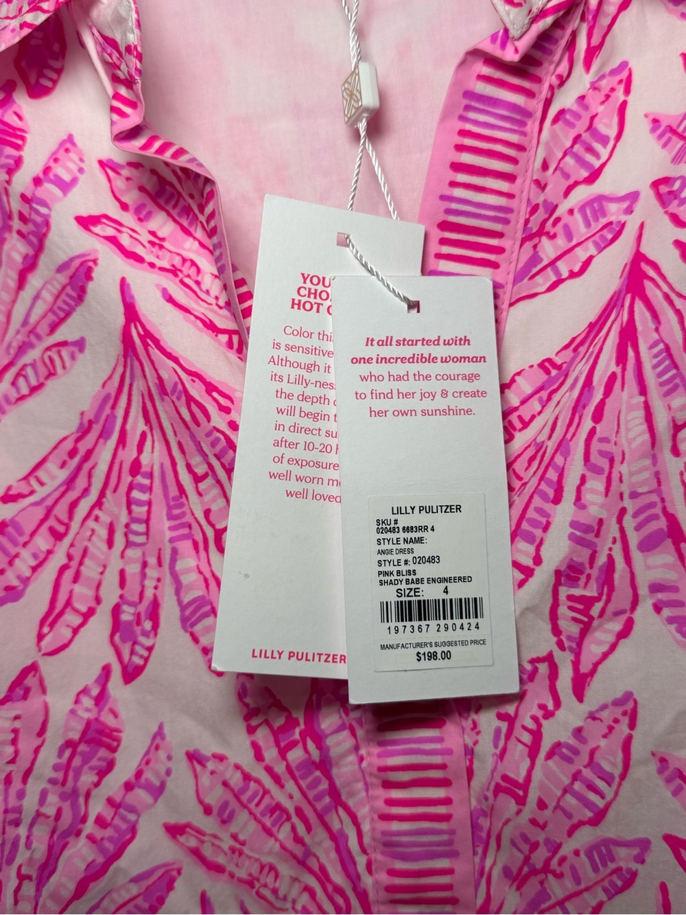 Lilly Pulitzer Pink White Floral Collared Button Front Cotton Shirt Dress 4 NWT - Picture 2 of 9